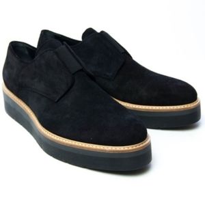 Vince 8M Davy Slip-On Platform Oxford Black Suede